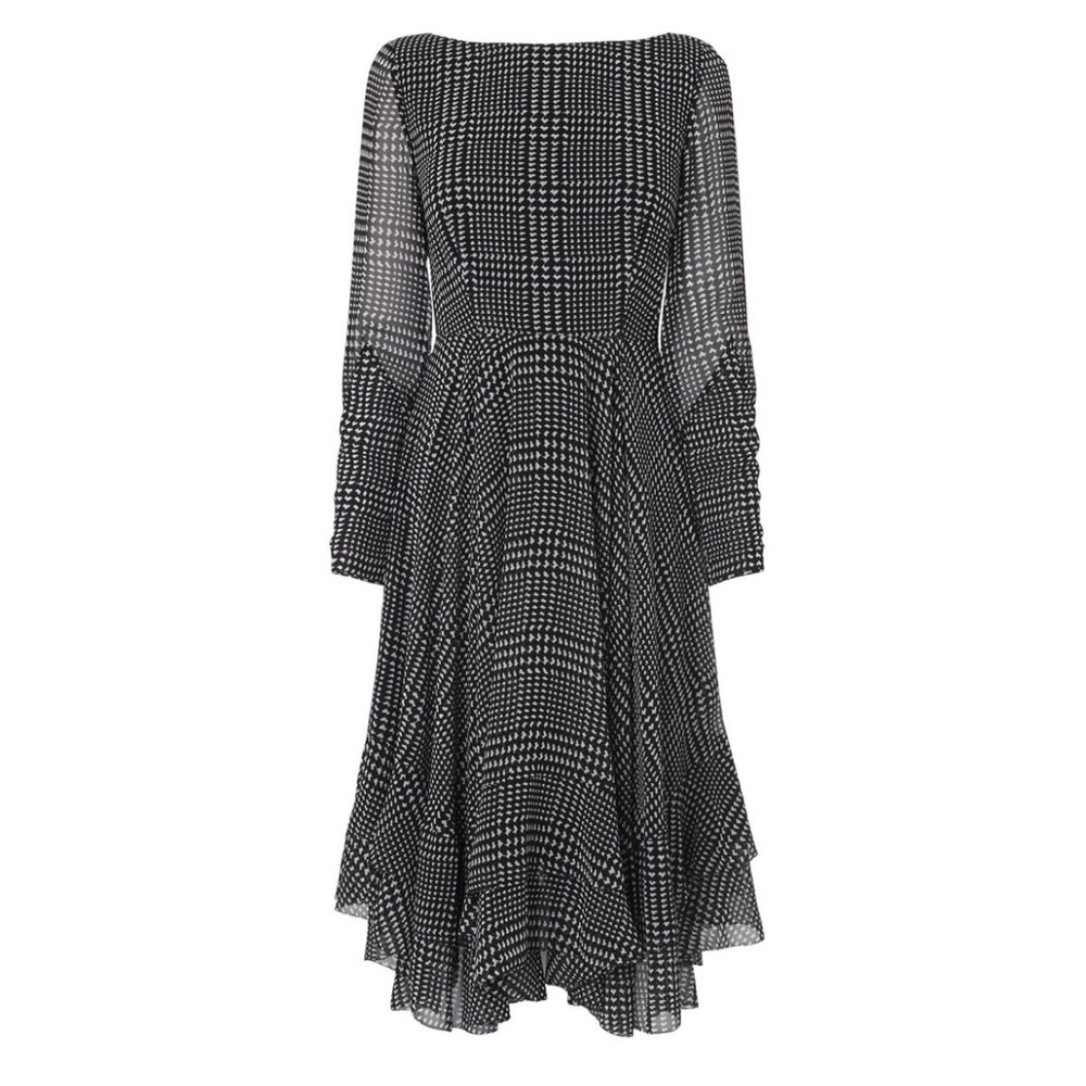 LK Bennett Manon Black and White Ruffle Dress